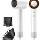 Hair Dryer, 150000 RPM HighSpeed Blow Dryer with 500Million Negative Ions for Fast Drying, Lightweight & ThermoControl, Hair Dryer with Diffuser and Nozzle, Ideal for Salon & Travel, White