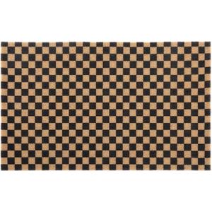 Tinideya Coco Coir Doormat 22x36 Inch Welcome Door Mat with Non Slip Vinyl Backing Coir Fiber Door Mat Outside Entrance Modern Checkerboard Outdoor Doormats for Front Easy to Clean Entryway