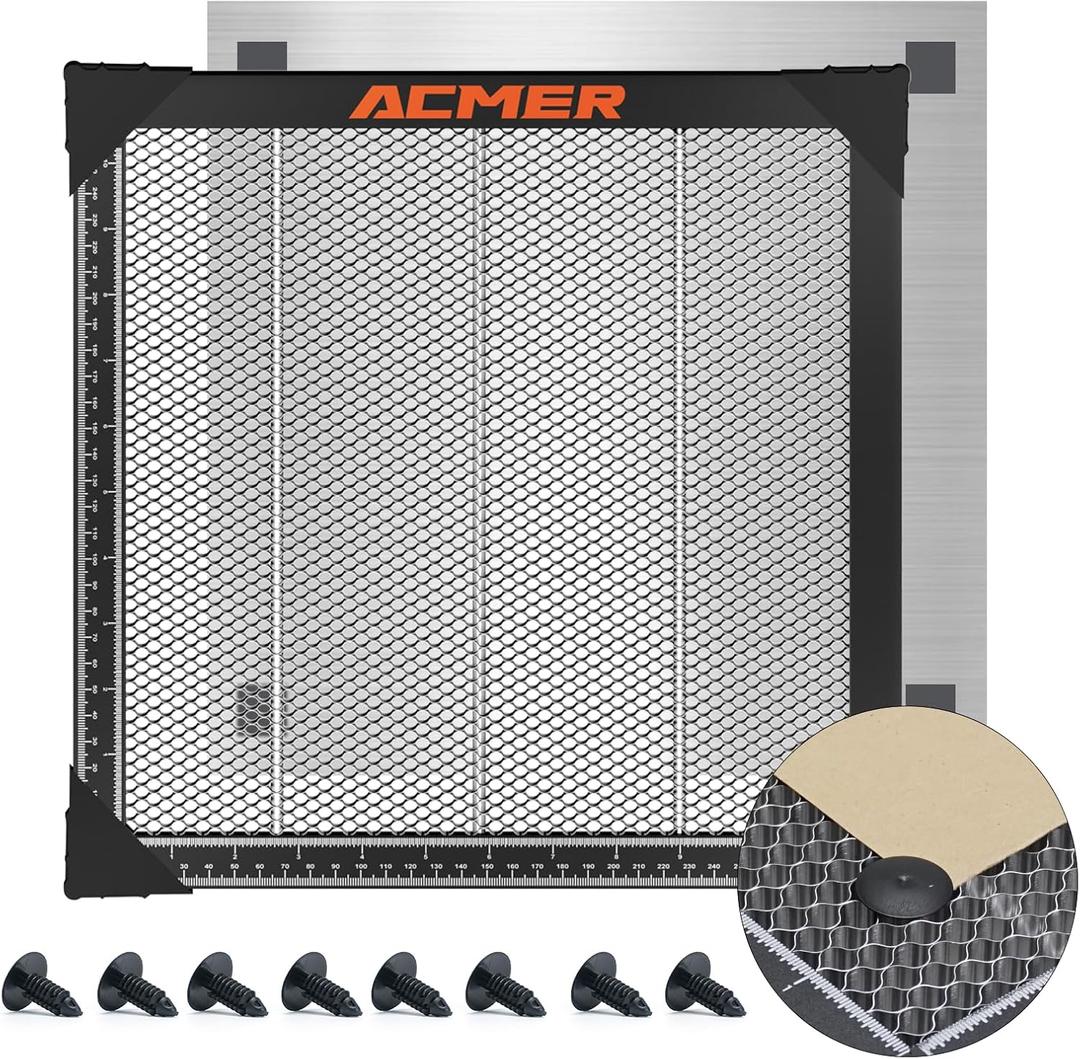 ACMER Honeycomb Laser Bed, Honeycomb Working Table with Aluminum Panel, Cutting Table for Laser Engraver Cutting Machine, Fast Heat Dissipation and Desktop Protection 440x440