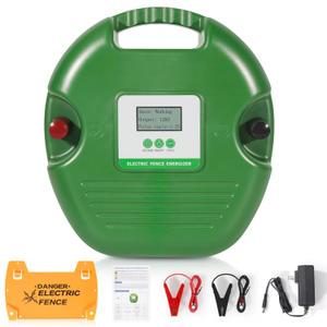 Electric Fence Charger for Livestock  15-Joule Electric Fence Energizer Adjustable 8/10/12kV Output, Weatherproof Fence Charger, Covers 25 Miles/600 Acres