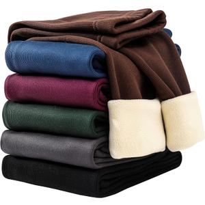 6 Pack Girls Winter Fleece Lined Leggings Cotton Pants Kids Thick Warm Pants Thermal Soft Leggings for Girls (9-10 Years, Multicolor 2)