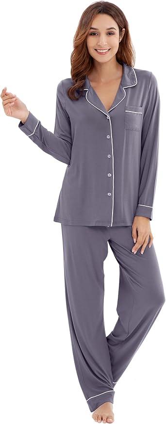 WiWi Viscose from Bamboo Pajamas Set for Women Soft Button Down Sleepwear Pj Lightweight Lounge Sets Loungewear S WiWi Viscose from Bamboo Pajamas Set for Women Soft Button Down Sleepwear Pj Lightweight Lounge Sets Loungewear S