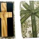 SELIAWARE Handheld Cross for Baptism/Birthday/Confirmation Gift Engraved Heart Olive Wood