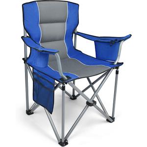 Oversized Camping Chairs for Adults, Folding Chairs for Outside Heavy Duty - 400lbs Support with Cup Holder, Cooler Bag and Side Pocket, Portable for Lawn, Outdoor Sports