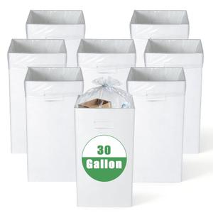9 Pack Extra Large Disposable Trash Cans, 30 Gallon (30x14x14 in) Reusable Portable Garbage Cans with Handle & 10 Liners Included, Thick Recycled Cardboard Recycling Bins for Party Events Camping