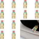 2 x 12PCS Car Tire Pressure Monitor Valve Stem Caps, 3-Color Eye Alert Valve Stem Caps Sensor Indicator, 2.4Bar 36PSI Tire Pressure Gauge Valve Caps for Cars, SUVs, Trucks, Motorcycles, Bicycles (Gold)