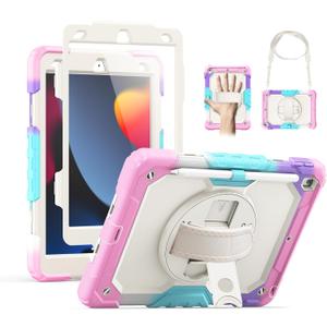 SEYMAC Kids Case for iPad 9th/8th/7th Generation 10.2", Full-Body Shockproof Heavy Duty Protective Case with Screen Protector, Rotating Stand/Handle/Shoulder Strap, Colorful Pink SEYMAC Kids Case for iPad 9th/8th/7th Generation 10.2", Full-Body Shockproof Heavy Duty Protective Case with Screen Protector, Rotating Stand/Handle/Shoulder Strap, Colorful Pink