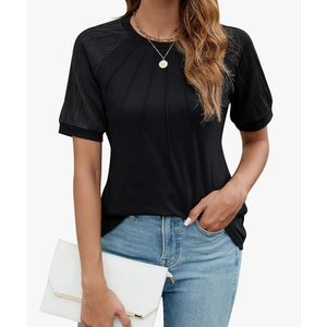 BMJL Women's Dressy Casual Blouses Business Work Tops Textured Short Sleeve V Neck T Shirts Summer Outfits 2024
Size L