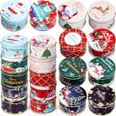 20 Pcs Christmas Cookie Tins with Lids for Gift Giving Small Xmas Tin Containers Round Iron Christmas Tins Empty Cookie Jar for Gift Giving Holiday Party Favors