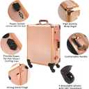 Large Makeup Train Case with Speaker & Code Lock & Full Screen Lighted Mirror & 3 Light Colors Lighted Rolling Cosmetic Organizer, Professional Artist Trolley Studio Free Standing