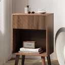 Nightstand, Modern Bedside Table with Storage Drawers and Open Wood Shelf, Night Stand with Solid Wood Legs, End Tables Side Tables for Living Room, Bedroom Walnut