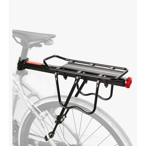 Rear Bike Rack, 110 lbs / 50KGS Bike Cargo Racks Frame Aluminum Alloy Universal Adjustable Cycling Equipment Stand Footstock Bicycle Luggage Carrier with Tools and Reflector for 26"-29" Frames