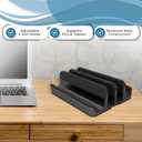 Elestoria 4- Slot Vertical Laptop Stand - Aluminum Laptop Stand Vertical for Desk - Fits MacBook Pro/Air, Surface, Mobiles & Gaming Laptops up to 17.3" - Heavy Duty Laptop Holder for Desk - Black
