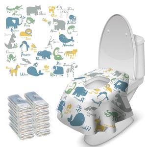 Blissful Diary 20 Pcs Toilet Seat Covers Disposable for Toddlers & Adults, Extra Large Waterproof, Portable Package for Travel, Kids Potty Training (Animal)