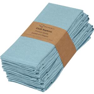 Ruvanti Cloth Napkins Set of 12, 18x18 Inch Napkin Cloth Washable, Soft & Durable, Poly Cotton Dinner Napkins for Parties, Thanksgiving & Weddings - Baby Blue