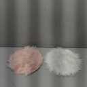 2Pack 12 Small Faux Fur Cushion Fluffy Plush Area Rug, Small Product Photo Background & Luxury Photo Props, Great for Tabletop Photography, Jewelry, Nail Art, Home Decor (Round, White + Pink) (Round, White + Pink)