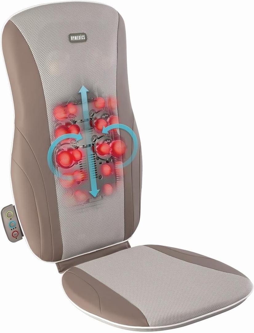 Homedics Shiatsu Massage Cushion with Heat for Full, Upper, and Lower Back, Deep Kneading Massager, Fits Most Chairs for Home or Office Use, Custom Comfort with 3 Zones for Targeted Control