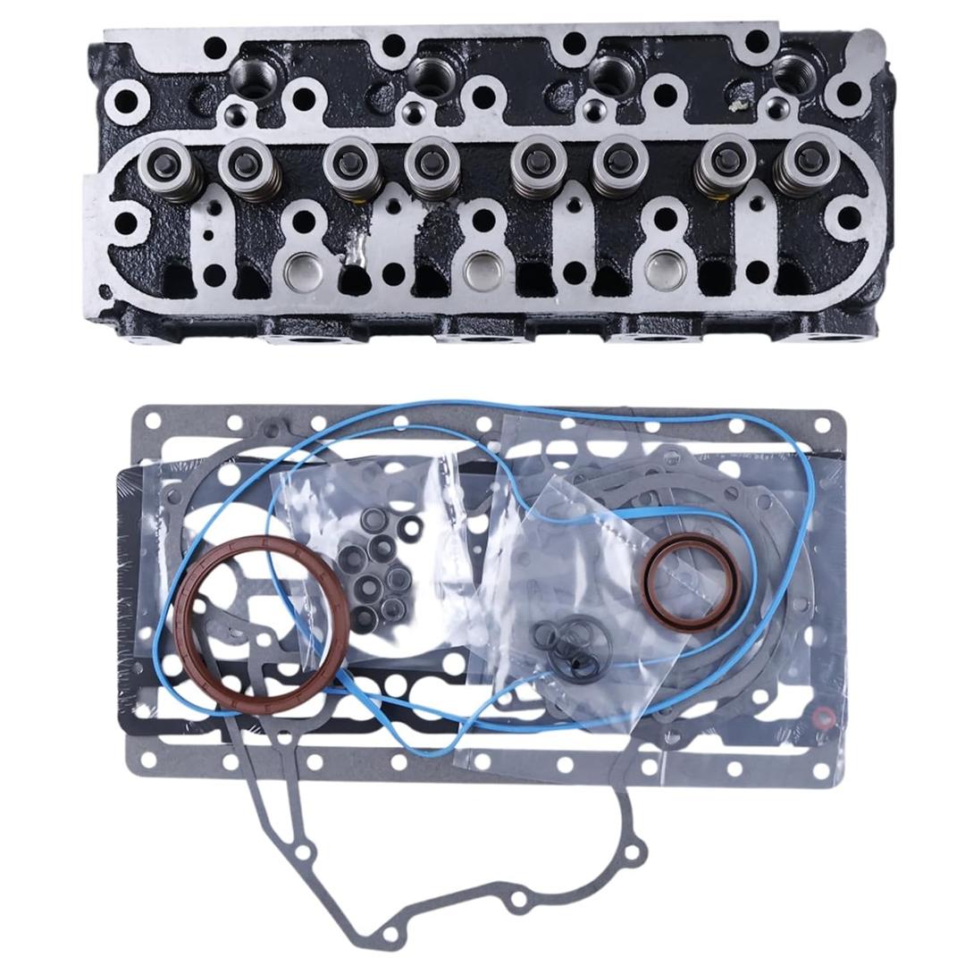 Complete Cylinder Head 1G091-03044 1G060-03042 with Full Gasket Set Compatible with Kubota V1505 V1505D V1505T V1505E Engines New Holland L555 L553 Bobcat Skid Steers Hitachi Excavators