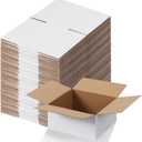 Calenzana 8x8x4 Shipping Boxes Set of 40, White Corrugated Cardboard Box for Mailing Packing Gifts Small Business