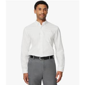 Amazon Essentials Men's Button-Down Long Sleeve Casual Pocket Oxford Shirt, White, Large