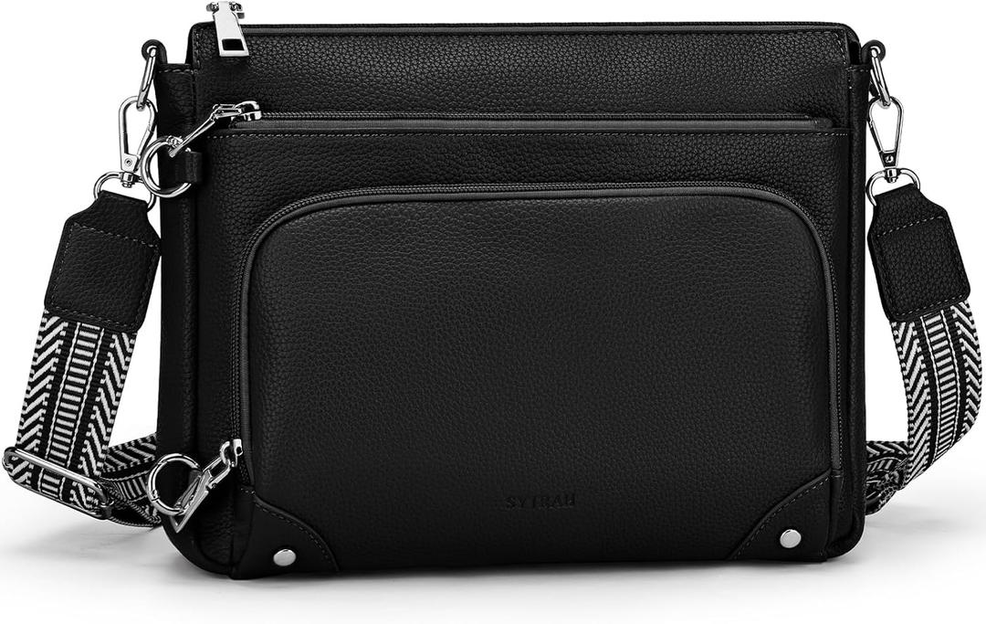 Anti-Theft Crossbody Purse for Women, Crossbody Shoulder Bag with Built-in Wallet & RFID Blocking for Travel Workout (Black)