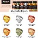 Nicpro Acrylic Paint Metallic, 6 Colors Gold, Silver, Copper, Brass, Bronze, DeepGold, 24oz/720ml Gold Leaf Paint, Non Toxic, Non Fading Paints for Art Painting, Handcrafts, Ideal for Multi-surface