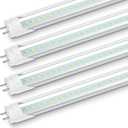 JESLED 24 Inch LED Tube Light, 2FT T8 Hybrid Type A+B, 10W 1120LM 5000K Daylight, Plug & Play or Ballast Bypass, F17T8 Fluorescent Replacement, Clear Cover, 4 Pack, ETL Listed