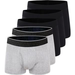 AIRCUTE Urine Incontinence Underwear for Men Washable Leak Proof Absorbency Boxer Briefs Bladder Control 60ML with Fly 5 Pack (M,Black3-Grey2)