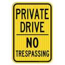 Faittoo Private Drive Sign, No Trespassing Sign, 18 x 12 Inches Engineer Grade Reflective Sheeting Rust Free Aluminum, Weather Resistant, Waterproof, Durable Ink, Easy to Mount, Indoor & Outdoor Use, Yellow and Black - 1 Pack