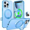 TORRAS O3 Fitness for iPhone 16 Pro Case Magnetic Stand, Fit for MagSafe, 360 Rotatable Stable Stand, Camera Control Button, Military-Grade Shockproof, Slim & Sleek, Coastal Blue Translucent