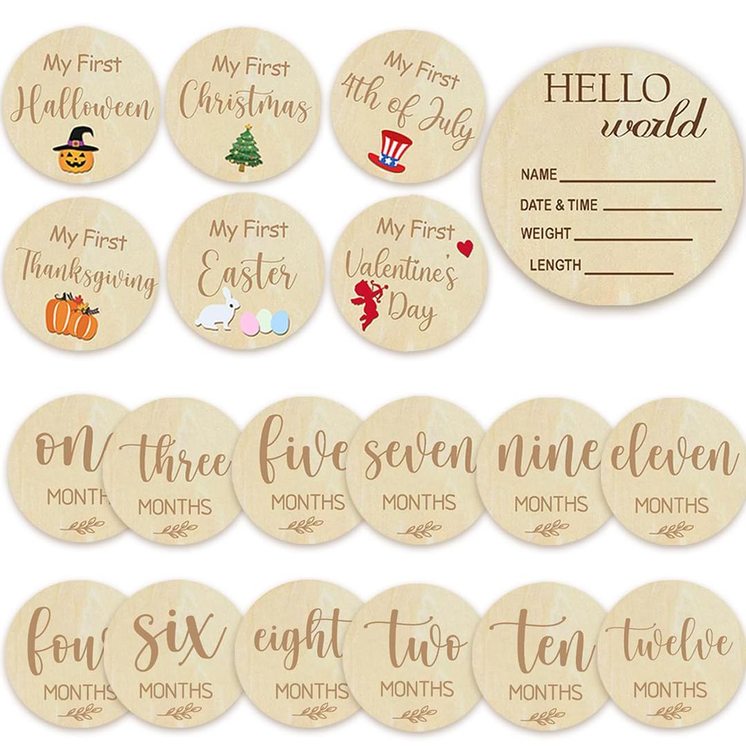 Baby Monthly Milestone Cards - My First Holiday Milestone | Baby Announcement Sign & Celebration Board | Hello World Sign | Milestone Photo Cards | Perfect Newborn Gift & Keepsake