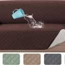 H.VERSAILTEX Loveseat Covers Couch Cover for Dogs with Elastic Straps 100% Waterproof Furniture Protector for Pets Sofa Cover 2 Cushion Couch(Loveseat, Chocolate)