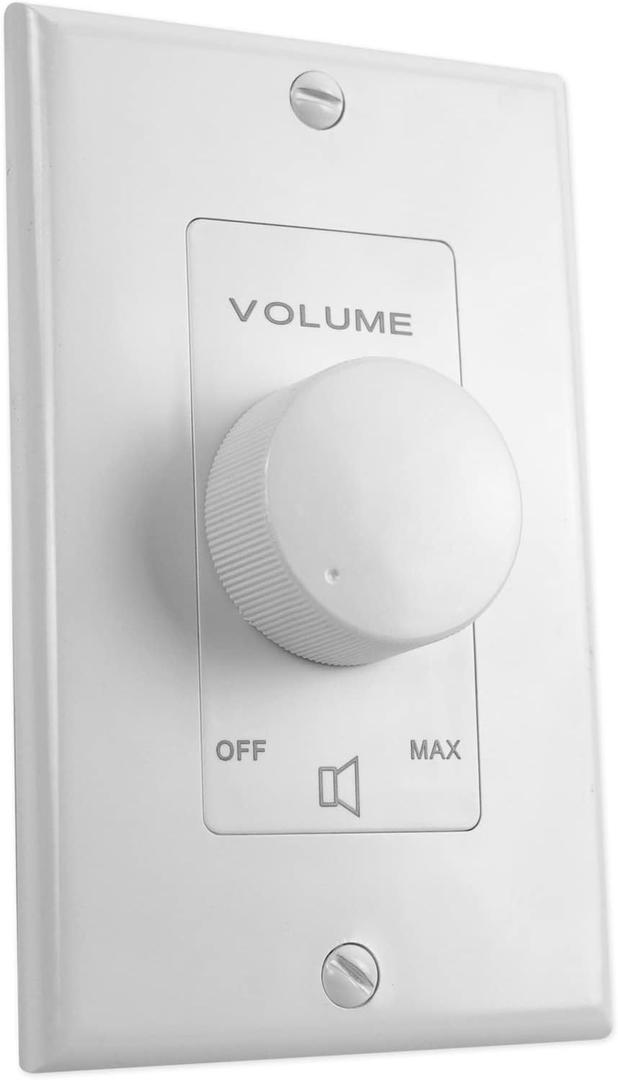 Rockville VOL70100 100 Watt 70V Wall Volume Control Zone Controller, White, 11-Step Rotary Dial, Euro-Block Terminal, Dust-Protected Circuit, for Commercial and Home Audio