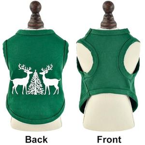 Vehomy Christmas Dog Shirt Cotton Dog Shirts with Patterns of Christmas Treen Elks Pet Holiday Outfit Puppy Xmas Clothes Sleeveless T-Shirt for  Dogs 4XL