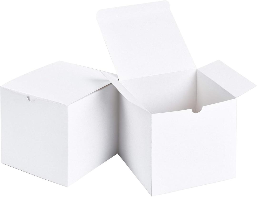 SHIPKEY 10 Pcs White Cardboard Gift Boxes with lids | 6x6x6inch Square Boxes | Medium Gift Boxes Suitable for Party, Wedding, Christmas, Holidays, Birthdays and All Other Occasions
