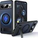 for Google Pixel 8 Pro Case with MagSafe [Adjustable Kickstand][Charge While Standing][Military Shockproof] Translucent Matte Soft Silicone Bumper Pixel 8 Pro Phone Case, Black