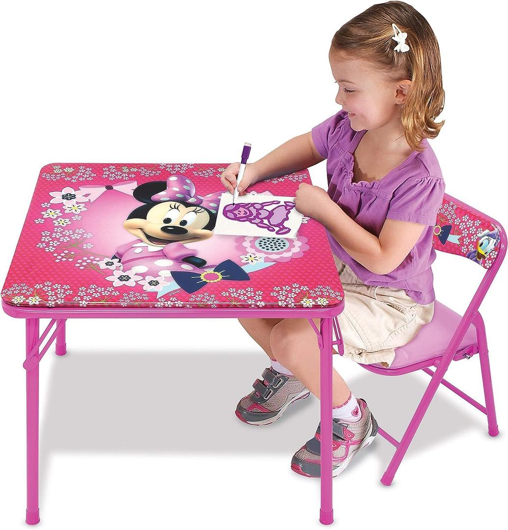 Minnie Mouse Table & Chair Set for Toddlers 24-48M, Includes 1 Table & 1 Chair Table: 20"L x 20"W x 16.4"H, Chair: 12"L x 11.6"W x 17"H - Weight Limit: 70 lbs