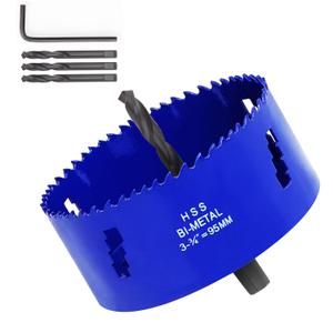 LANIAKEA 3-3/4 Inch Hole Saw 95MM Bi-Metal Annular Hole Cutter 38mm Cutting Depth HSS Variable Tooth Pitch Holesaw Set with Holesaw Arbor for Home DIYer