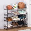 L&H UNICO Adjustable 4 Tier Metal Shoe Rack, Small, Steel, Holds up to 12 to 16 Pairs, Expandable, Stackable, Black