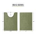 YIHOUSE Green Bathroom Rugs Sets 2 Piece, Quick Dry Thin Bath Mat with Toilet Rug, Non Slip Absorbent Machine Washable, Bath Rugs for Tub Sink Home Decor (17"x24" + 17.5"x24" U-Shaped)