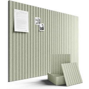 Fluxynara Large Felt Bulletin Board 48" x 36" Cork Board Alternative-12 Pack with 70 Safe Removable Adhesive Tabs, Cork Boards for Walls, Cork Board for Home Office, Classroom Pin Board (Sage)