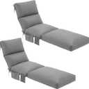 Kigley 2 Pcs Chaise Lounge Cushions, 78 x 22 x 4.7 Inch Outdoor Lounge Chair Cushions with Pocket, Thick Tufted Patio Recliner Replacement with Ties, Fade Resistant for Pool Furniture (Light Gray)
