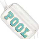 COSHAYSOO Clear POOL Makeup Bag Small Travel Pouch for Women Teenager Girls Pool Accessories Stuff Organizer Preppy Chenille Letter Patch Summer Girly Things