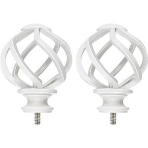 KAMANINA Replacement Finials for 1 or 7/8 Inch Curtain rods, Twisted Cage, M6 Screw Rod Ends, Ivory White, 2pcs