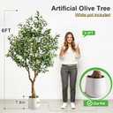 6FT Artificial Olive Tree Indoor Tall Faux Olive Tree with White Planter