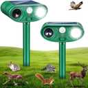 2026 Upgraded Solar Animal Repellent Ultrasonic Outdoor 2 Pack, IP65 Waterproof Deer Deterrent & Cat Repellent with Motion Sensor Strobe Light, Raccoon Rabbit Squirrel Repeller to Protect Yard Garden