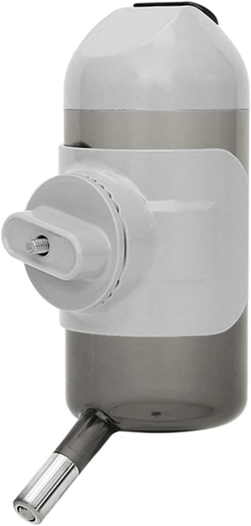 Pet Water Bottle Hanging Dog Water Dispenser Kennel Drinker Kettle Feeder BPA Free Cage Crate Hutch Puppy Cat Rabbit (17oz, Gray)