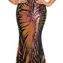 Women's Sparkle One Shoulder Prom Dress Metallic Formal Mermaid Evening Gowns (X-Large, Black)