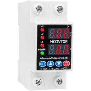 HCOVTXR 110V Smart Circuit Breaker,1~63 Amp Low Voltage Cutoff, AC Disconnect Current Adjustable for Solar Systems (Black)