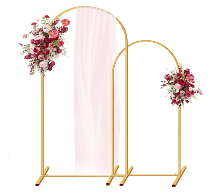 Metal Arch Backdrop Stand, 7.2FT+6FT Wedding Arch Frame, Gold Wedding Arch Backdrop Stand Set of 2, Balloon Arch Backdrop for Wedding Birthday Party Baby Shower Graduation Ceremony Decor